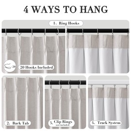 Joywell Champagne Linen 100% Blackout Curtains 96 Inches Long,Pinch Pleated Back Tab Drapes with Hooks Light Blocking Thermal Insulated for Bedroom Living Room,W40 x L96,2 Panels