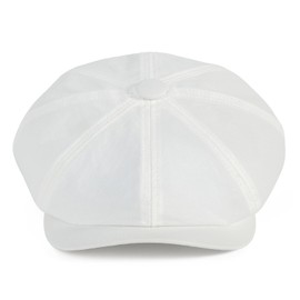 JANGOUL Kids Boys Cotton Newsboy Cap 8 Panel Beret Cabbie Hat for Toddler (White, 2-3T)