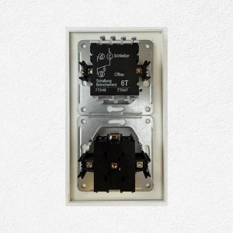 N&L Flush-mounted, two-way switch/button with rocker and socket with cover