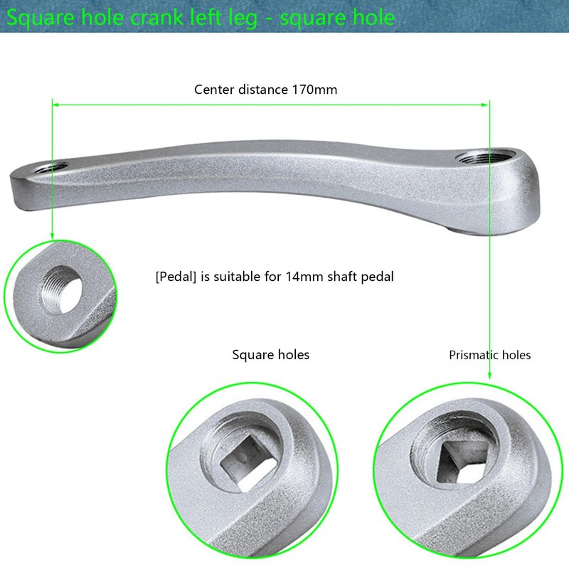 QIAMNI Bike Crank Arm Set Left 170mm Aluminum Single Speed