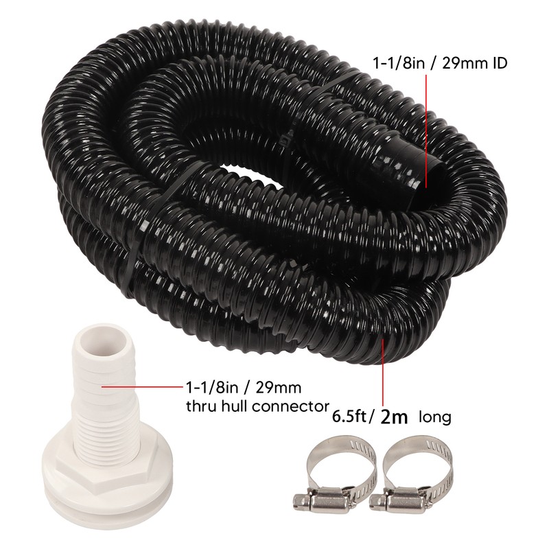 Bilge Pump Hose Plumbing Kit Thru Hull Fitting 1‑1/8in Dia