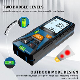Laser Distance Meter 196ft – Digital Laser Measuring Tool with LCD Backlit Display, Area Volume Pythagorean, ±2mm Accuracy, Class II, Electronic Tape Measure for DIY Construction – AAA Battery Powered