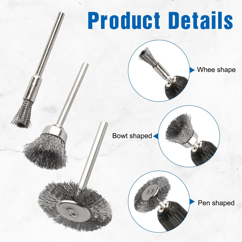 AOKLIT 120 Pcs Wire Brushes Set, Steel Wire Wheels Pen