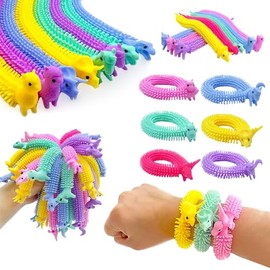 24 Piezas Juguetes de Cuerda Elástica, Juguetes Sensoriales Elásticos, Aliviar el Estrés y la Ansiedad Adultos Fidget Toys, Premios para Fiestas Infantiles, Regalos Populares para Niños (4 Animales)