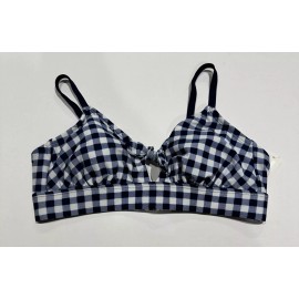 Target Women's Tie Front Gingham Bralette Bikini Top - Navy Gingham XL