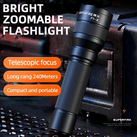 SuperFire F1-X Rechargeable LED Flashlights，Small Tatical Flashlight，Zoomable Flashlight for Home，Camping, Hiking，Emergency（2PACK） (2)