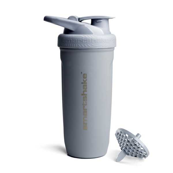 SmartShake Reforce Gris Botella Mezcladora de Acero Inoxidable 900 ml,