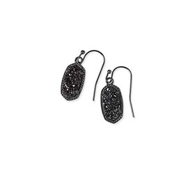Kendra Scott Lee Drop Earrings for Women, Fashion Jewelry, Gunmetal, Black Drusy