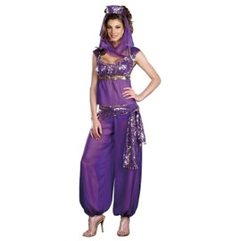 Ladies Arabian Princess Dancer Outfit Belly Dance Costume Jasmin Fancy Dress (Medium)