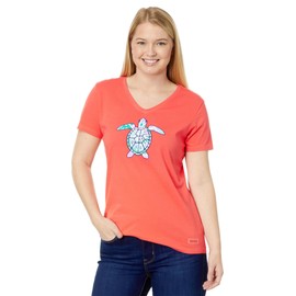 Life is Good LIG Turtle Shell Tie-Dye Short Sleeve Crusher-Lite™ Vee Mango Orange XS (US 0-2)