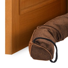 uxcell Door Sweep for Bottom of Doors, 38" x 3" Door Draft Stopper with Hanging Loops Weather Stripping Machine Washable for Windows Blocker Cold Heat Noise Dust, Brown