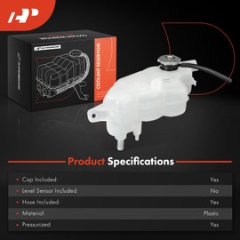 A-Premium Engine Coolant Overflow Recovery Reservoir Tank [with Cap & Hose] Compatible with Chrysler 200 2004-2006, Sebring 2007-2010 & Dodge Avenger 2008-2014 - Front Side