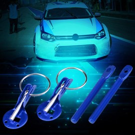 Qiilu Hood Pin Lock Kit,Universal Stainless Steel Bonnet Hood Pin Pins Lock Latch Kit for Racing Sport Car(Blue)