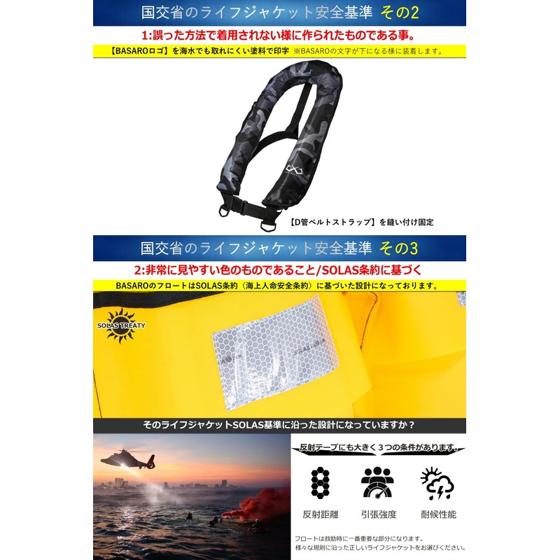 JES-BASARO B-Life-Jac-TYPE-J-MN/AT Automatic Inflatable Life Jacket, Life-saving Device, Compatible with