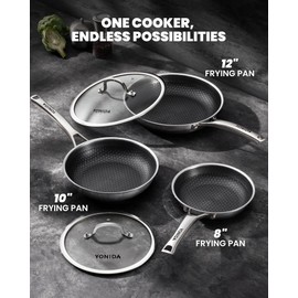 Non Stick Frying Pans, 12 inch Hybrid Pans with Lid