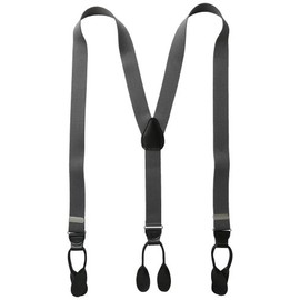 Status Men's Suspenders 11/4 Inch Poly Elastic 46 Inch Leather Button Ends, Charcoal, One Size