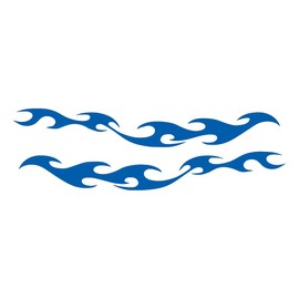 NBFU Flame Long Stripe Racing Car 3 (Azure Blue) (Set Of 2) Premium Waterproof Vinyl Decal Stickers For Laptop Phone Accessory Helmet Car Window Bumper Mug Tuber Cup Door Wall Decoration