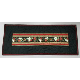 Unbranded Christmas Elegant Quilted Table-Runner 13" x 32" Xmas Red piping-Gold Quilt