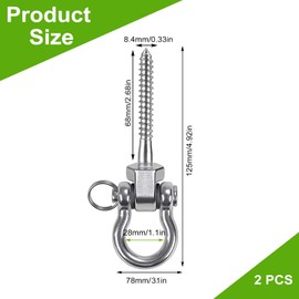 XMDROU Pack of 2 Swing Hooks Bearings, Hammock Swing Hanger 125 mm Hammock Attachment M8 Heavy Duty Hanging Chair Suspension Concrete Ceiling Stainless Steel Ceiling Hook Wooden Beam Ceiling Mount