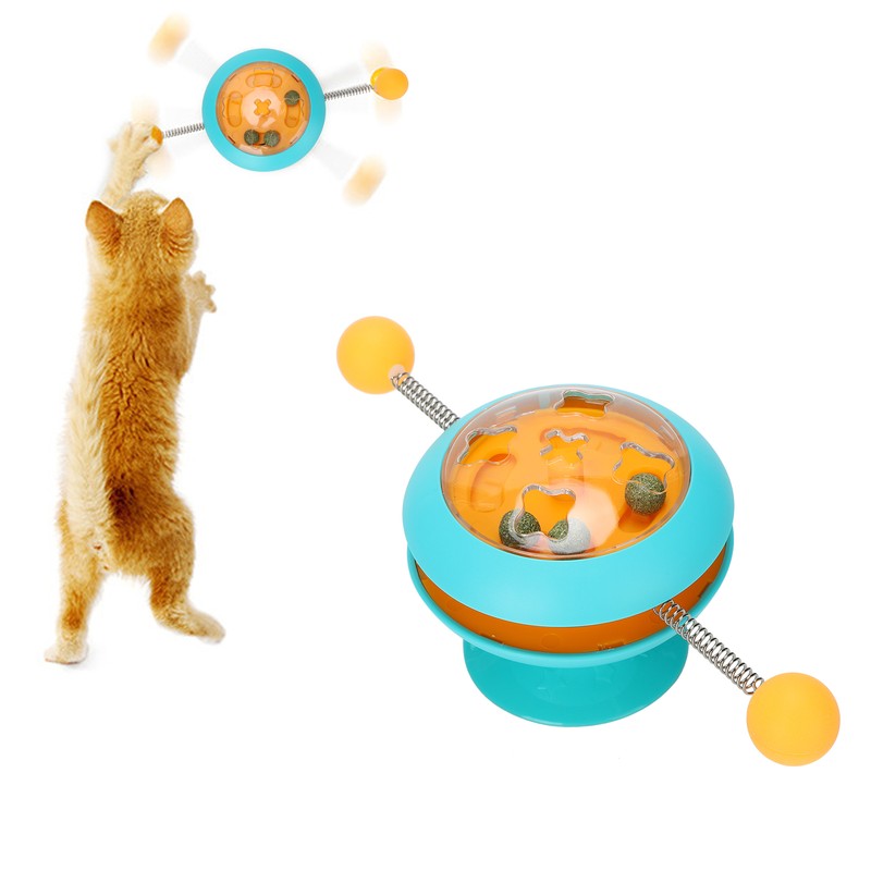 Windmill Spring Interactive Cat Catnip Toy Funny Cat Turntable Teasing