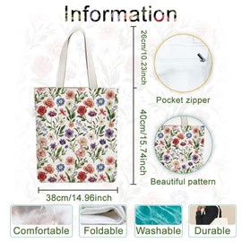 ANATTASOUL Baumwolltasche Personalisiert mit Text in Wildblume, Leinwand Geschenk Tragetasche für Damen Freundin Mama Schwestern Ehefrau Geburtstag, Muttertag Tasche