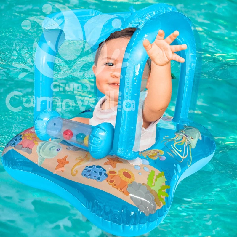 Grupo Carnavallia Salvavidas Inflable Infantil Azul Con Techo Para Bebé