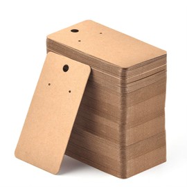 Coopay 200 Pieces Earring Display Card Earring Card Holder Blank Kraft Paper Tags for DIY Ear Studs and Earrings,3.5 x 2 Inches (Brown)