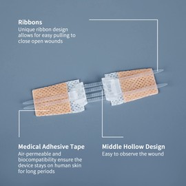 SEABIRD Emergency Wound Closure Device, Zip Sutures Closure Steri Strips, Bandages Kit Pack of 4, Painless Laceration Repair Without Stitches, Adhesive Bandages for Wound Care & First Aid, Beige