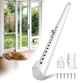 LStoneOS Sliding Glass Pet Door Security Bar,Adjustable Sliding Door Safety Bar for Sliding Glass Dog or Cat Doors,Slide Doggy Lock Bar Size Extends 11” to 18”