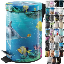 Sanilo Cosmetic Bin 3 L with Soft-Close Mechanism, Many New Bathroom Bins to Choose From, Waste Bin with Inner Container for Any Bathroom (Dolphin)