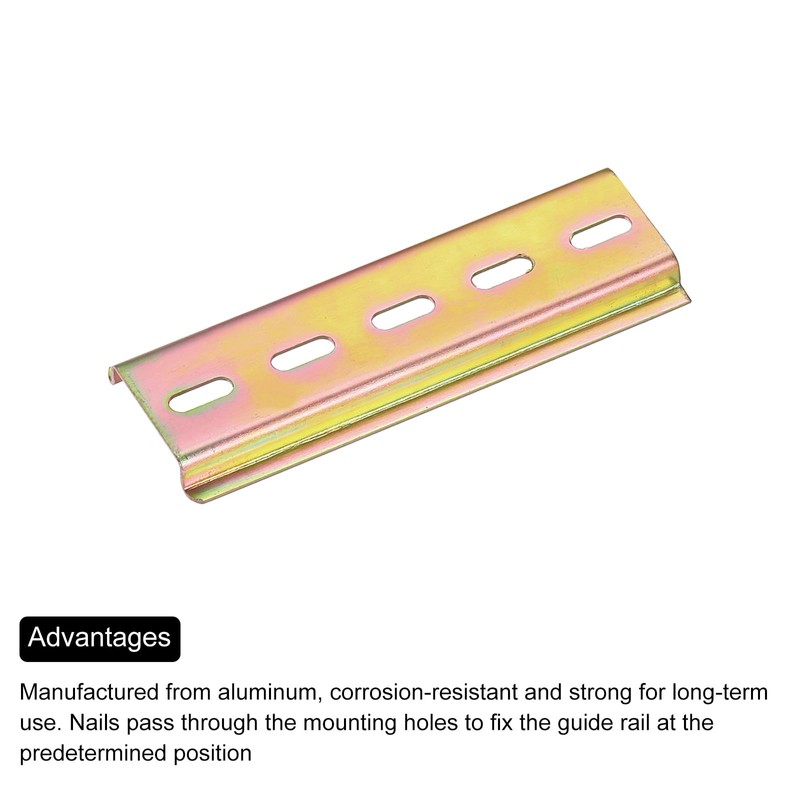 sourcing map 2 Pcs DIN Rail Slotted Iron Mounting Guide