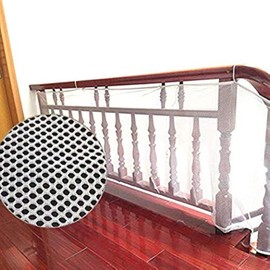 Banister Guard, Safe Rail, Deck Balcony & Stairway Safety Net for Indoor and Outdoor 6.56ft L x 2.6ft H - Baby Proofing, Child Safety, Stair Railing Net; Pet; Toy; Protector