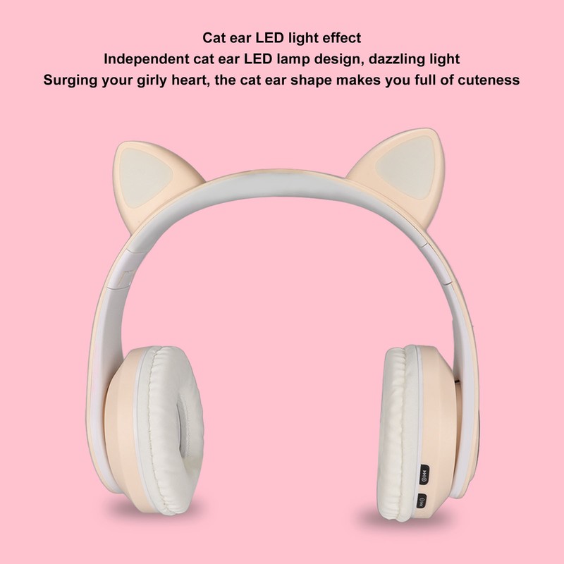 Glowing Cat Ears Bluetooth Headphone Bass Foldable Wireless Headwear Breathing
