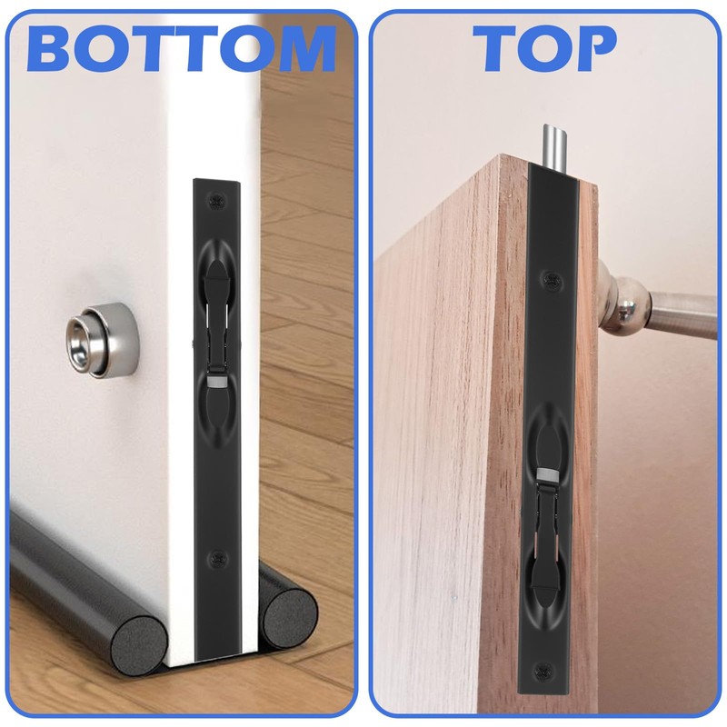 2 Pack Flush Bolt for Double Door, 8 Inch Stainless