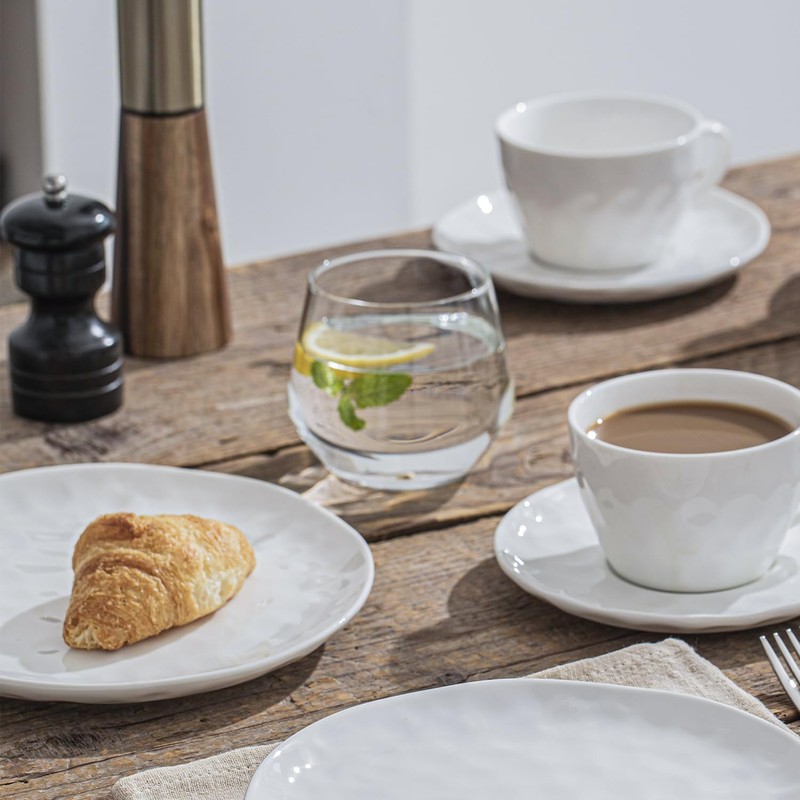 HOMBENE White Dinner Plates Set of 4, 10.5 inch Porcelain