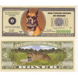 American Art Classics Boxer Dog Million Dollar Novelty Bill Collectible