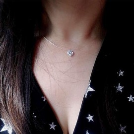 Vissen Damen Kristall Halskette 8mm Zirkonia 40cm Nylonfaden Halskette AnhäNger Geschenk