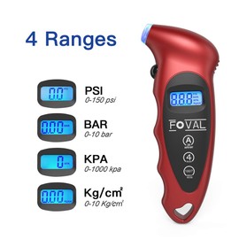 FOVAL Digital Tire Pressure Gauge 150 PSI for Car Truck Bicycle Instant Read with Backlit LCD and Non-Slip Grip, 4 Pack