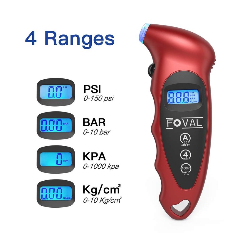 FOVAL Digital Tire Pressure Gauge 150 PSI for Car Truck