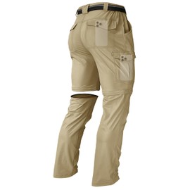 Men's Hiking Convertible Zip Off Pants Outdoor Waterproof Quick Dry Lightweight Fishing Safari Travel Cargo Work Pants Khaki 40