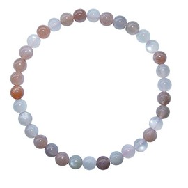 TESTEL Janni Jewellery Bracelet Ball Moonstone 6 mm Beautiful Shiny Natural Pastel Colour on Elastic Band SC-Arm-Ku-MOND-03 Brand, One Size, Unprecious Metals, Not a Gemstone, Unprecious Metals, No