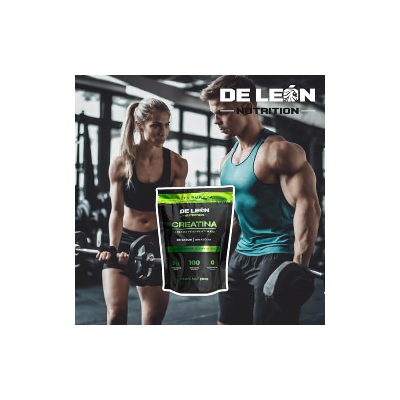Creatina Monohidratada sin Sabor ni Azúcar de De Leon Nutrition,