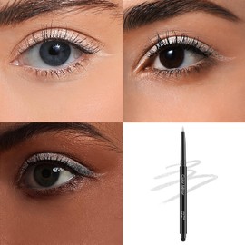Color Mirror Smudge Proof Eyeliner, Waterproof Retractable Eye liner with Brush, Matte and Shimmer Eyeliner Pencil, Creamy Texture, Long lasting & Smooth(46 Platinum Shimmer)