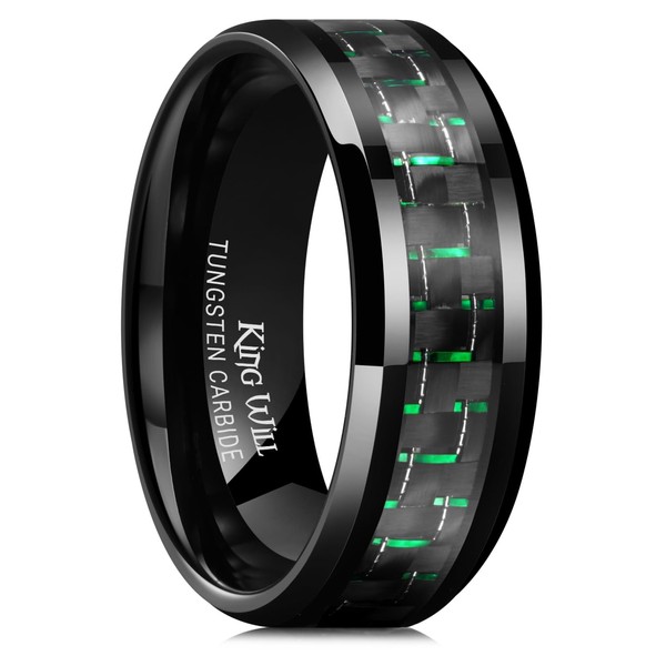 King Will 8mm Black Tungsten Carbide Rings for Men Men's