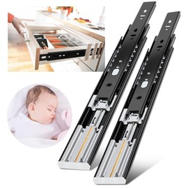 YENUO Soft Close Drawer Slides Full Extension Side Mount 12 14 16 18 20 22 24 inch Ball Bearing Metal Rails Track Guide Glides Runners Heavy Duty 100 Pound (Soft Close -1 Pair, 20 Inch)