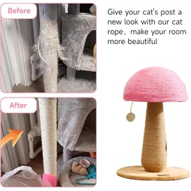 Multicolor Cat Scratch Post Replacement Rope, Repair and Replace Scratching Post, 1/4" Cat Scratch Post DIY Jute Twine,for Scratching Post Tree Replacement. (Pink, 1/4IN by 50FT)