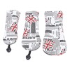3PCS Golf Club Head Cover PU Waterproof English Flag Pattern