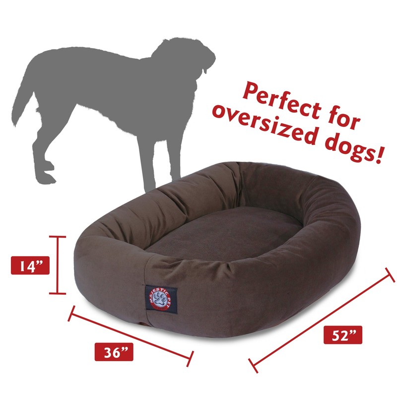 52" Chocolate Suede Bagel Dog Bed By Majestic Pet Products