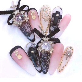 10 Rolls Retro Holographic Nail Foil Transfer Stickers Black Lace Laser Foils Nail Art Supplies Starry Paper Designs for Acrylic Decorations Women DIY Nail Arts Manicure Wraps Charms