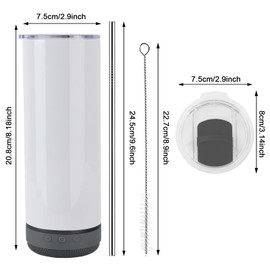 INSTOME Music Speaker Tumbler,Straight Music Tumbler with Straw and Lid,Speaker Tumbler Cup with Detachable LED Light for Valentine's,Father's Day,Mother's Day,Birthday Gift (20oz, bhui)